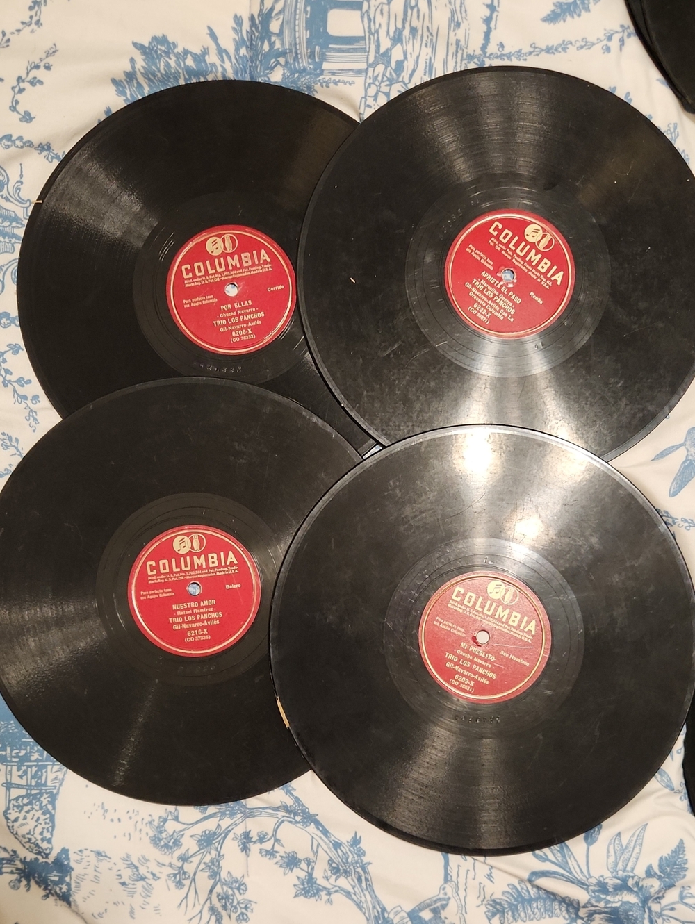 Columbia Black Vinyl Records with Red Labels (Set of 4)